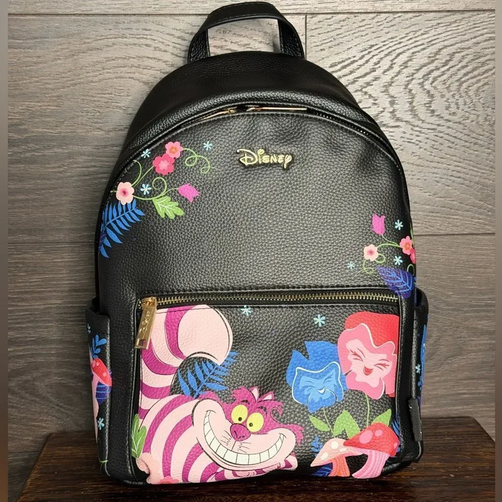 Wondapop Disney Cheshire Cat 12” Vegan Leather Mini Backpack in Black. NWT!